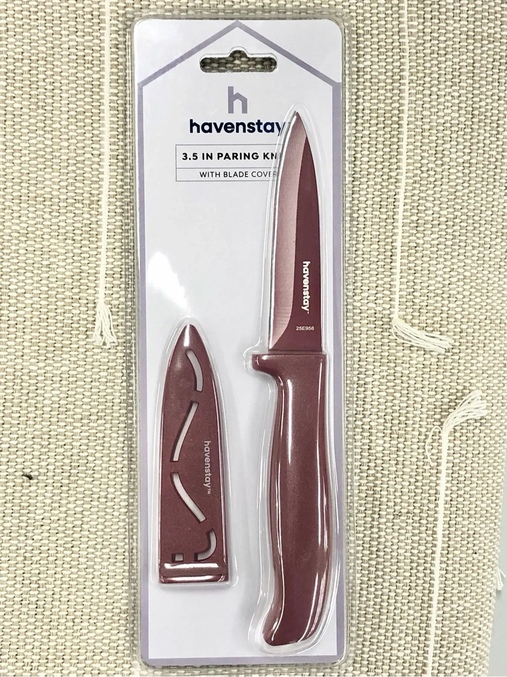 🥑$6🥑 NEW HAVENSTAY 3.5 inch Paring Knife with Blade Cover Red